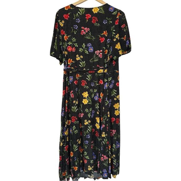 Black Wrap Dress by Shein Curve Frenchy Floral Printed Puff Sleeve Knotted 4X - Picture 8 of 13
